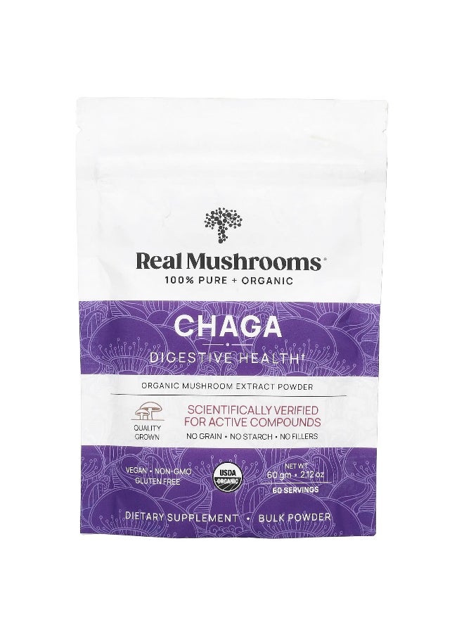 Real Mushrooms, Chaga, Organic Mushroom Extract Powder, 2.12 oz (60 g)