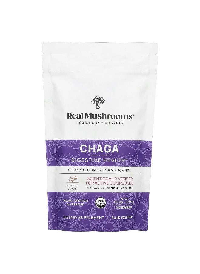 Real Mushrooms, Chaga, Organic Mushroom Extract Powder, 5.29 oz (150 gm)