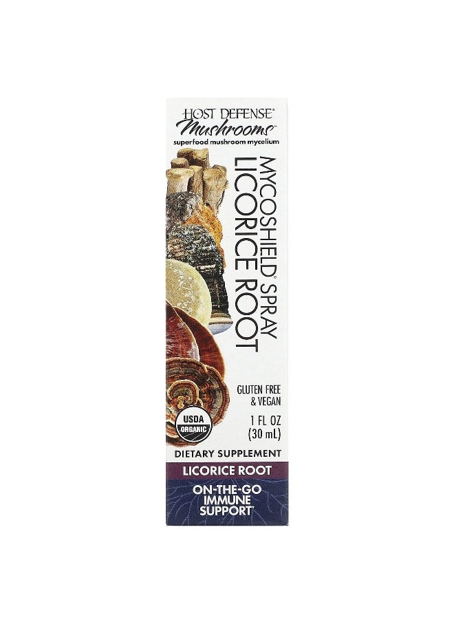Host Defense, Mushrooms, MycoShield Spray, Licorice Root, 1 fl oz (30 ml)