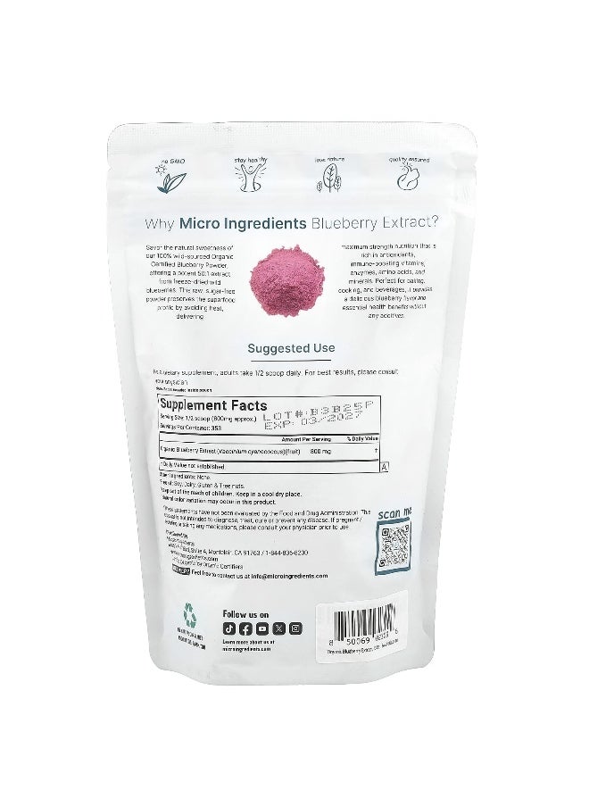 Micro Ingredients, Organic Blueberry Extract, Freeze-Dried , 10 oz (283 g)