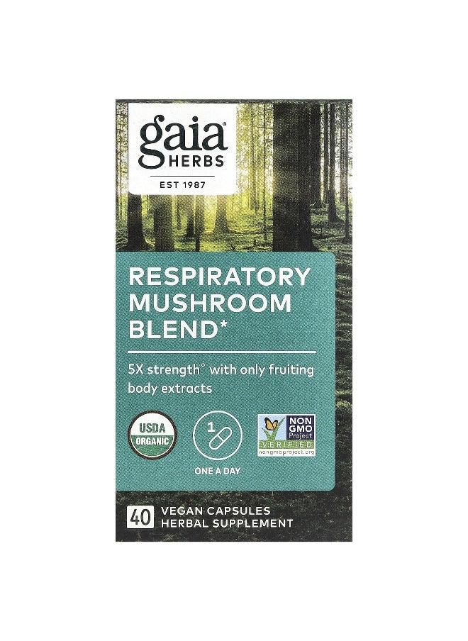 Gaia Herbs, Respiratory Mushroom Blend, 40 Vegan Capsules