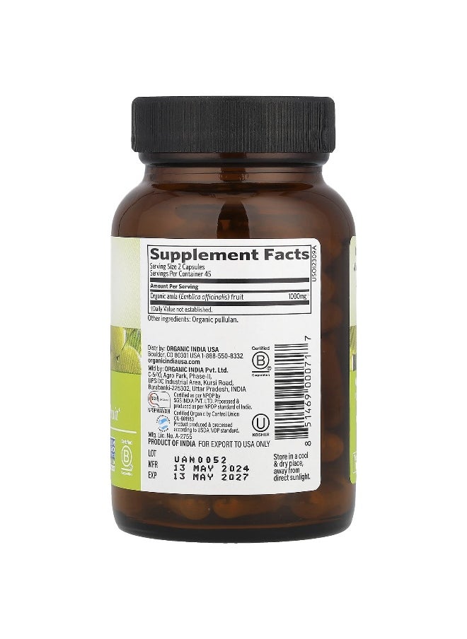 Organic India, Amla, 1,000 mg, 90 Vegetarian Caps (500 mg per Capsule)