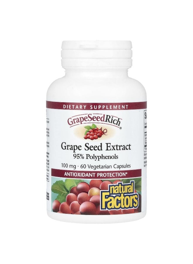 Natural Factors, GrapeSeedRich, Grape Seed Extract, 100 mg, 60 Vegetarian Capsules