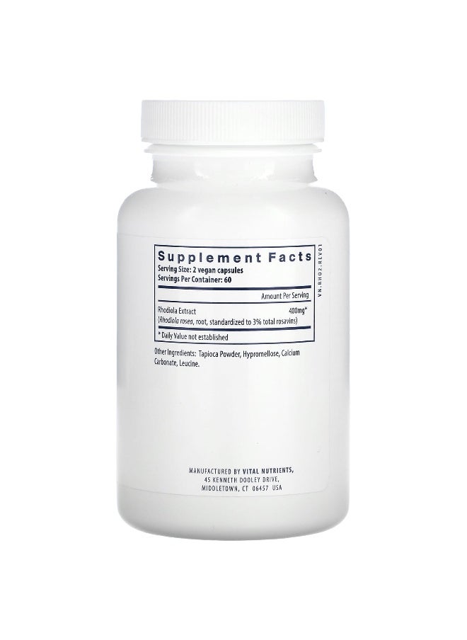 Vital Nutrients, Rhodiola Rosea, 400 mg, 120 Vegan Capsules (200 mg Per Capsule)