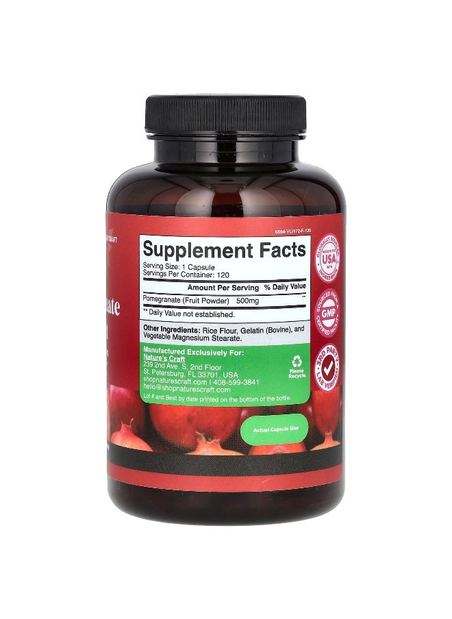 Nature's Craft, Pomegranate Extract , 500 mg , 120 Capsules