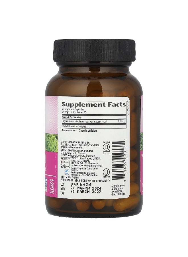 Organic India, Shatavari, 800 mg, 90 Vegetarian Caps (400 mg per Capsule)