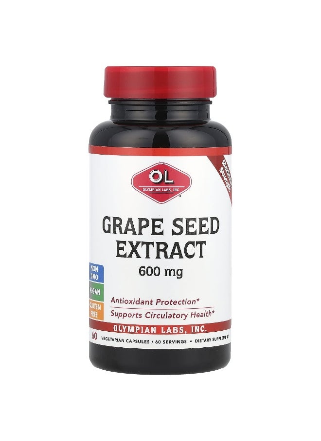 Olympian Labs, Grape Seed Extract, Maximum Strength, 600 mg, 60 Vegetarian Capsules