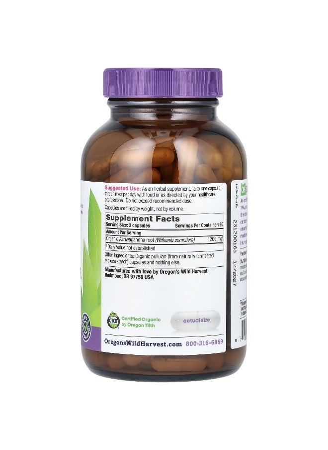 Oregon's Wild Harvest, Organic Ashwagandha, 1,200 mg, 180 Organic Vegan Capsules (400 mg per Capsule)