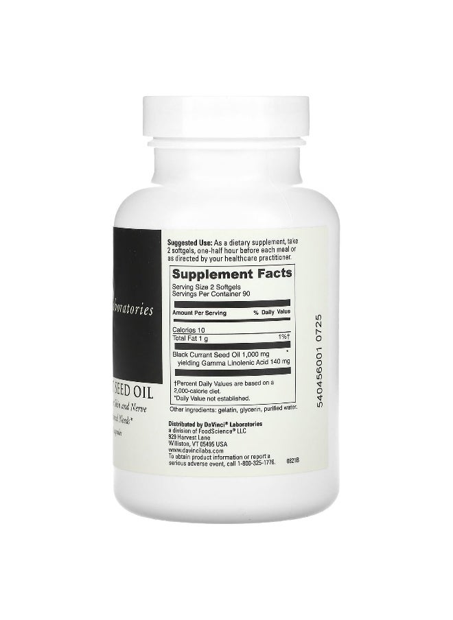 DaVinci Laboratories, Black Currant Seed Oil, 1,000 mg, 180 Softgels (500 mg per Softgel)