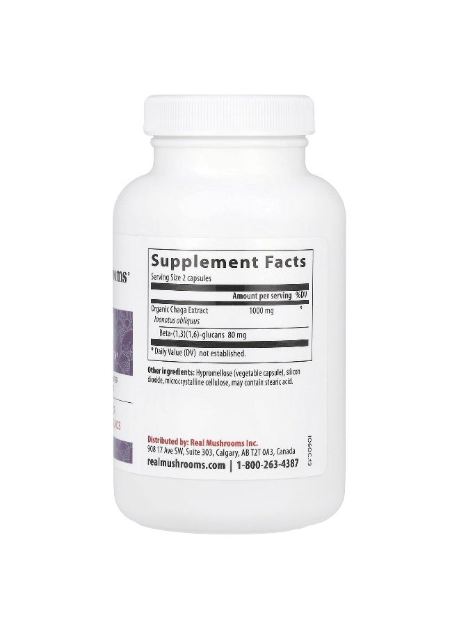 Real Mushrooms, Chaga, Mushroom Extract Powder, 120 Capsules