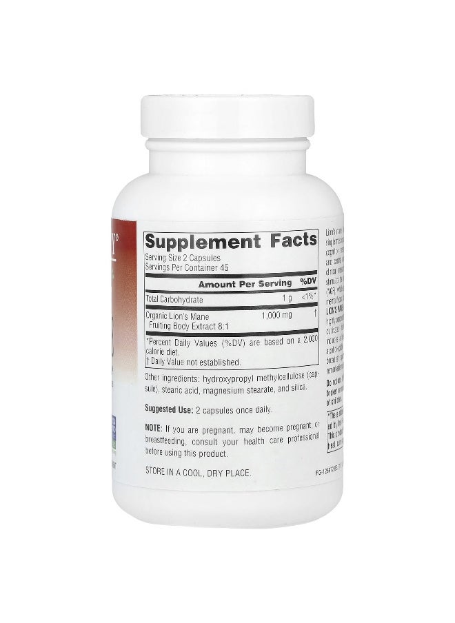 Planetary Herbals, Lion's Mane, 1,000 mg, 90 Vegan Capsules (500 mg per Capsule)