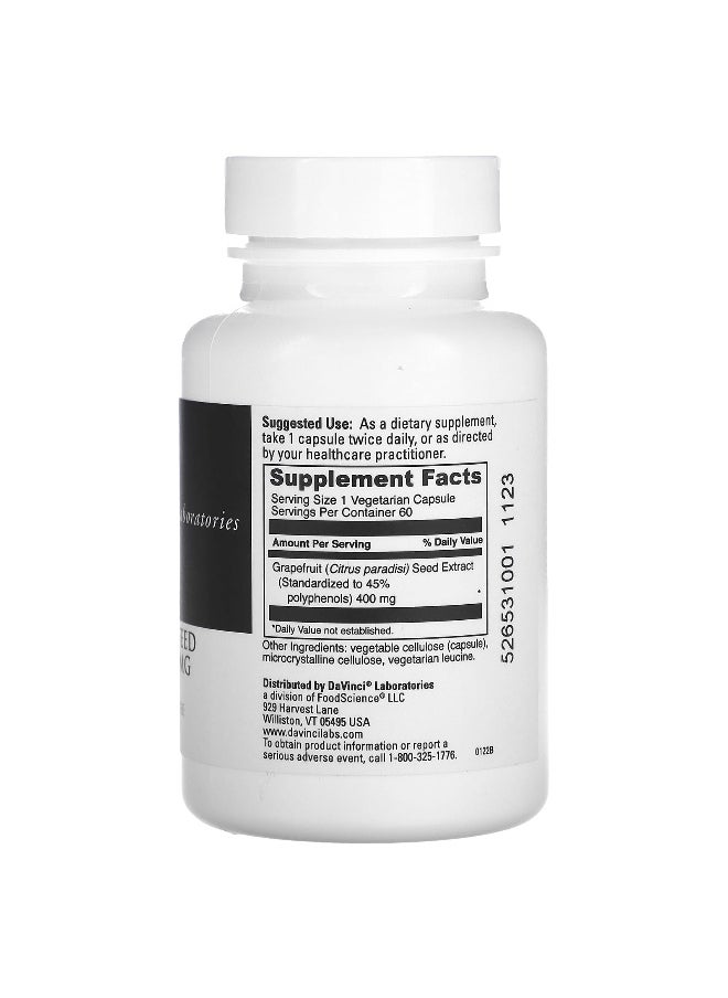 DaVinci Laboratories, Grapefruit Seed Extract, 400 mg, 60 Capsules