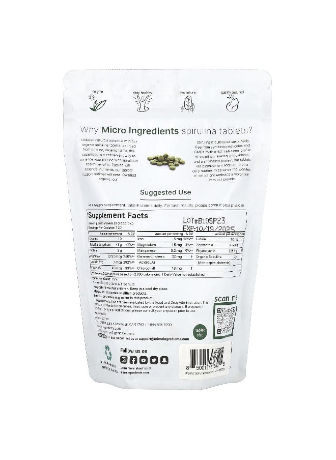 Micro Ingredients, Organic Spirulina Tablet, 720 Tablets