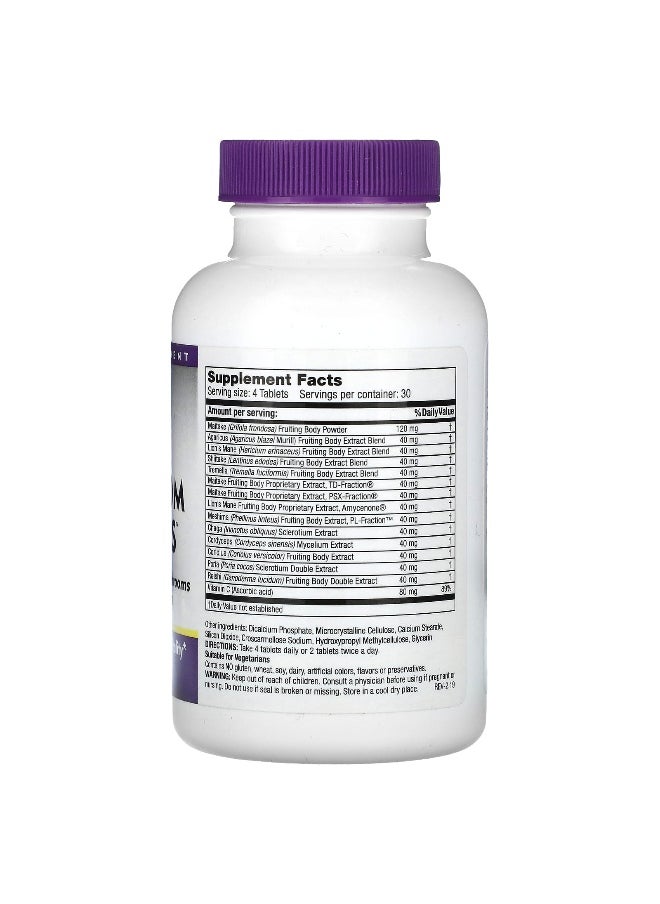 Mushroom Wisdom, Mushroom Emperors, 120 Vegetarian Tablets