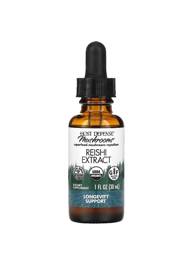 Host Defense, Mushrooms, Organic Reishi Extract, 1 fl oz (30 ml)