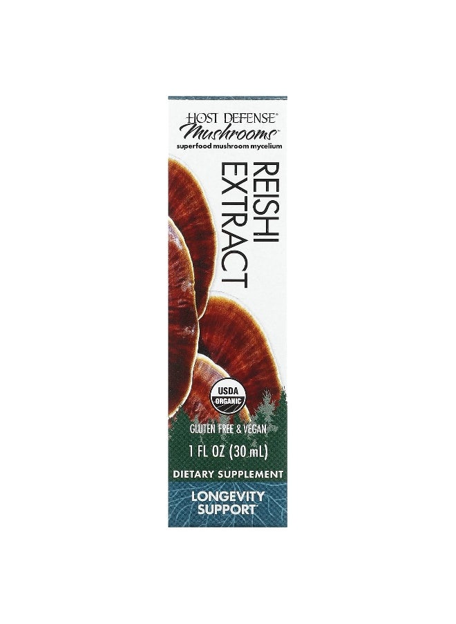 Host Defense, Mushrooms, Organic Reishi Extract, 1 fl oz (30 ml)
