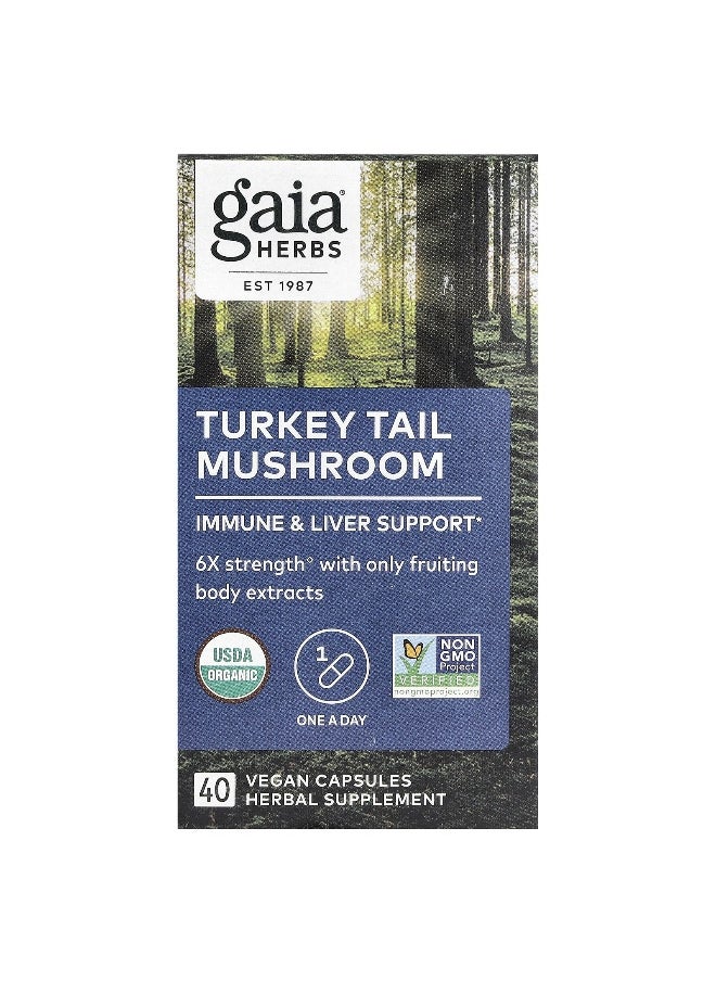 Gaia Herbs, Turkey Tail Mushroom, 400 mg, 40 Vegan Capsules