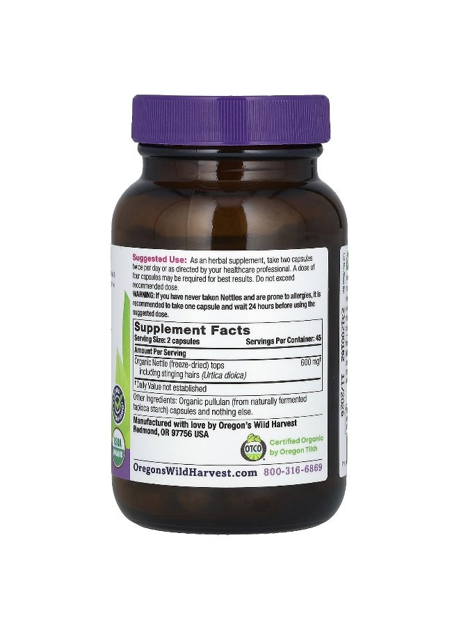 Oregon's Wild Harvest, Organic Freeze-Dried Nettle, 600 mg, 90 Organic Vegan Capsule (300 mg per Capsule)