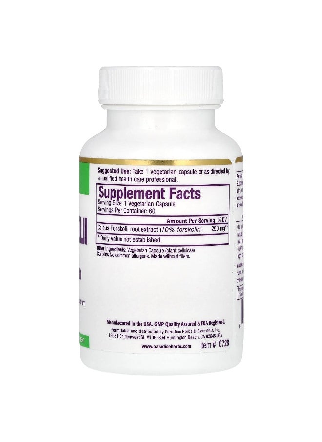 Paradise Herbs, Coleus Forskolii, 250 mg, 60 Vegetarian Capsules