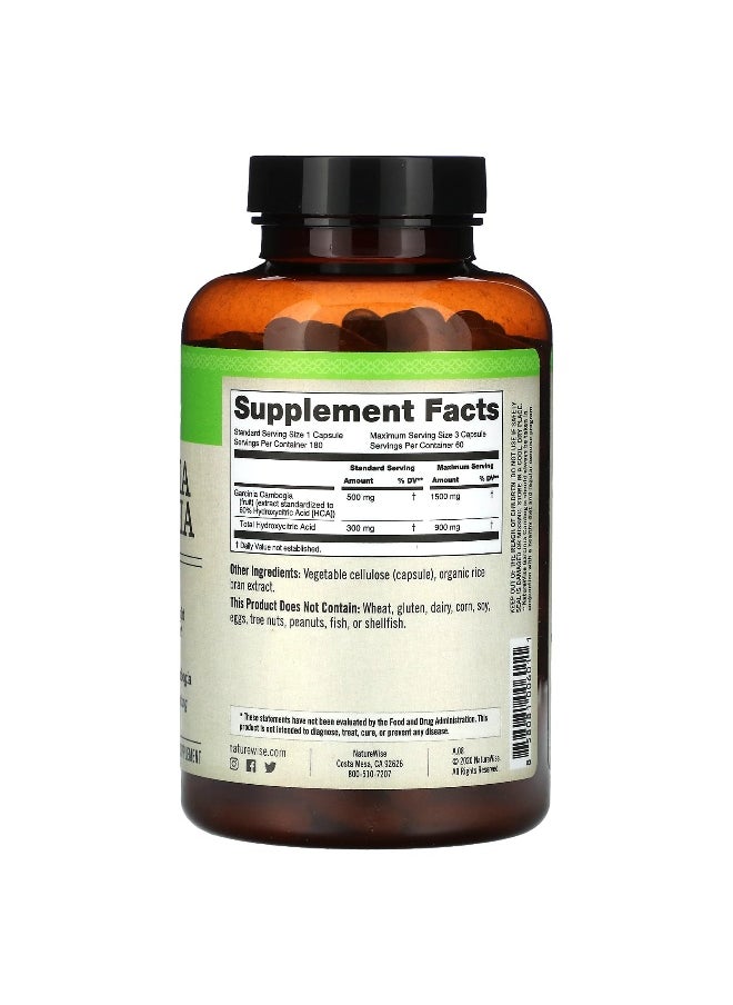 NatureWise, Garcinia Cambogia, 180 Vegetarian Capsules