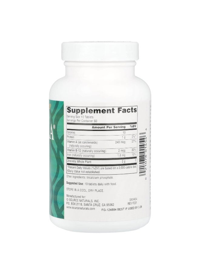 Source Naturals, Yaeyama Chlorella®, 200 mg, 600 Tablets, (20 mg per Tablet)