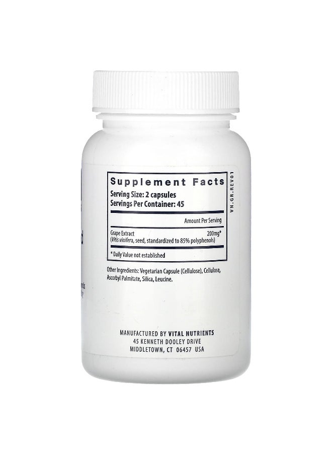 Vital Nutrients, Grape Seed Extract, 200 mg, 90 Vegan Capsules (100 mg Per Capsule)