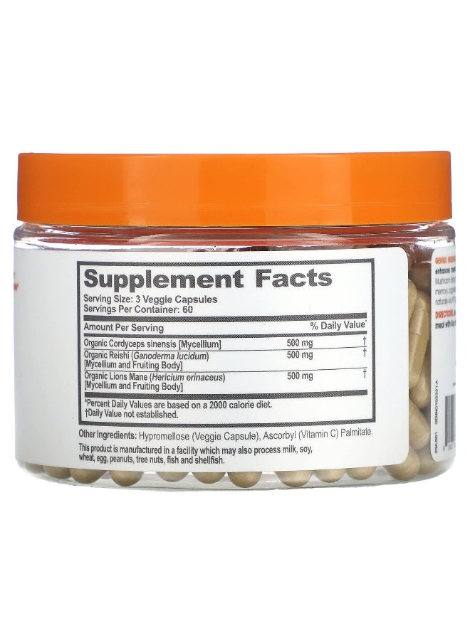 The Genius Brand, Genius Mushrooms, 180 Veggie Capsules