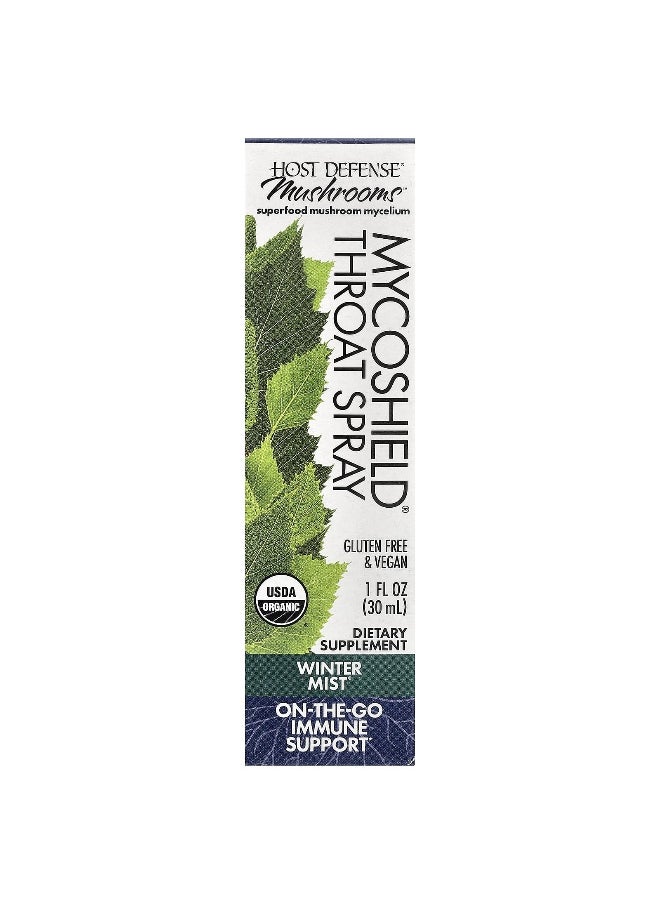 Host Defense, Mushrooms™, MycoShield® Throat Spray, Winter Mist, 1 fl oz (30 ml)