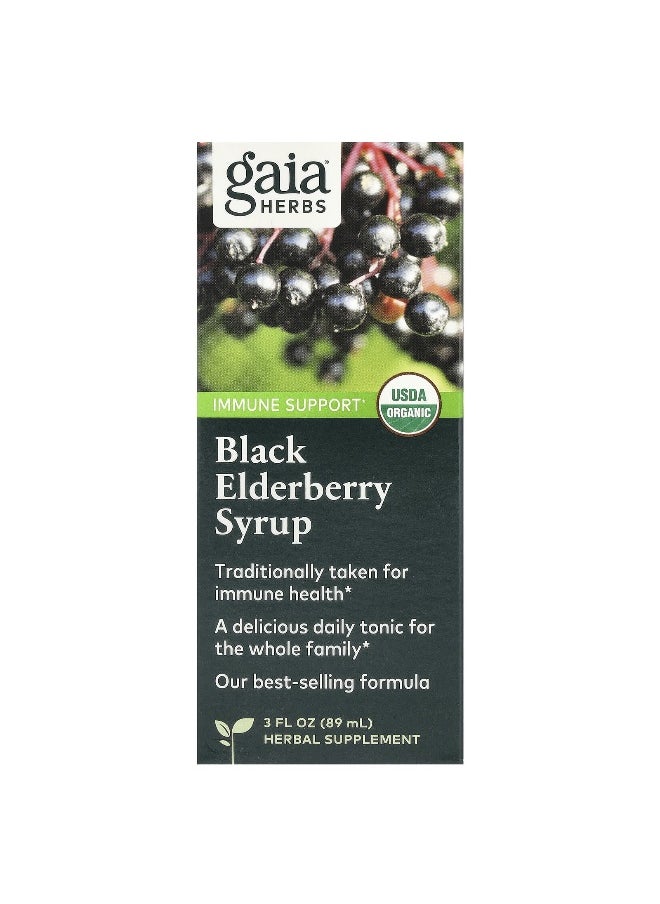 Gaia Herbs, Black Elderberry Syrup, Immune Support, 3 fl oz (89 ml)