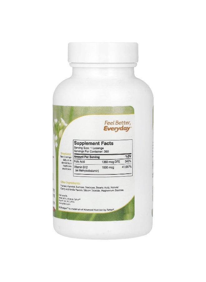 Zahler, B12 Energizer, B12 and Folic Formula, Natural Cherry, 360 Lozenges