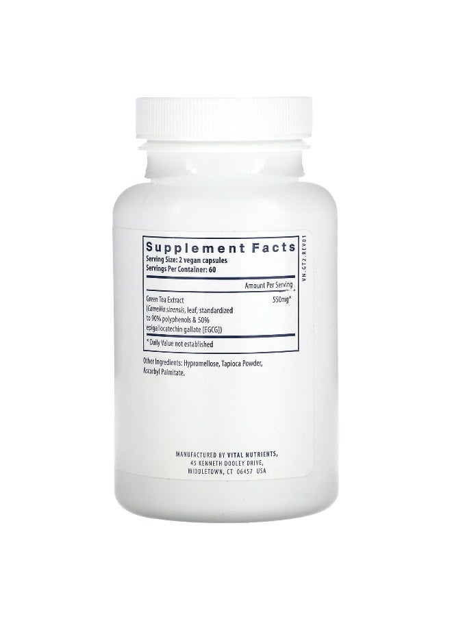 Vital Nutrients, Green Tea Extract, 550 mg, 120 Vegan Capsules (275 mg Per Capsule)