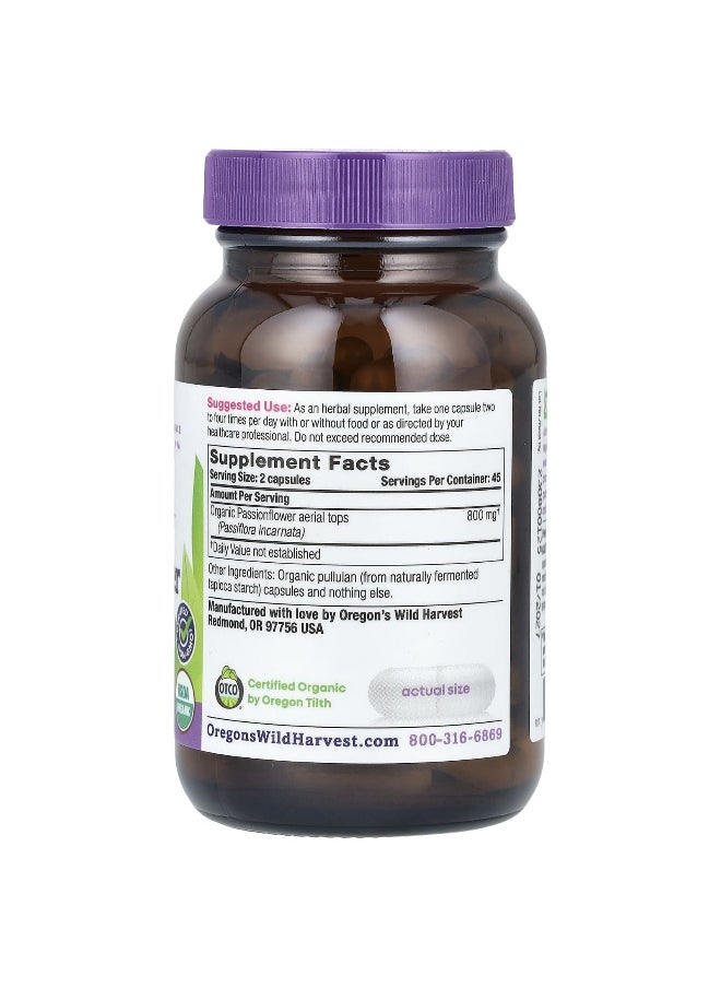 Oregon's Wild Harvest, Organic Passionflower, 800 mg, 90 Organic Vegan Capsules (400 mg per Capsule)