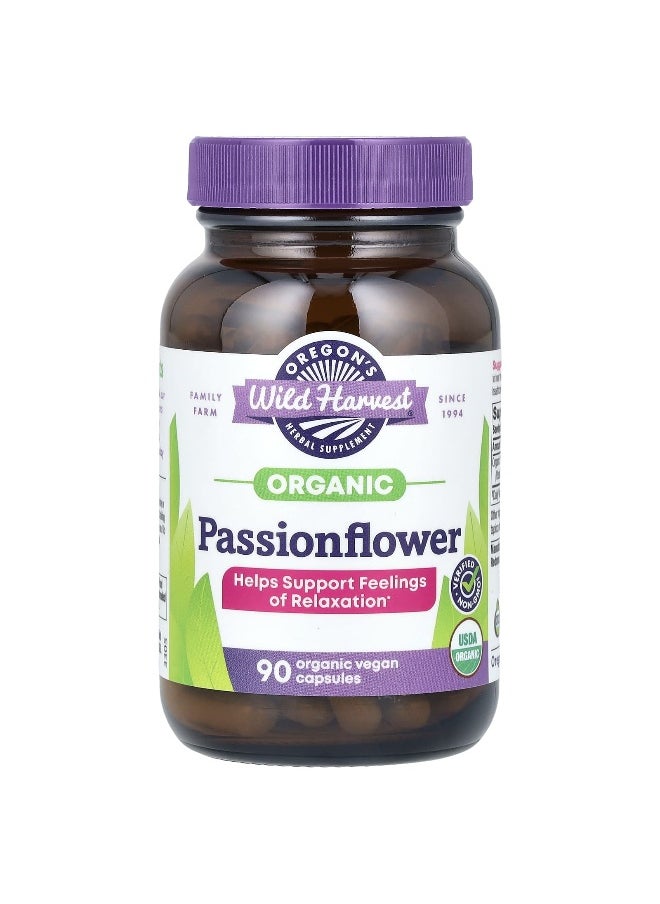 Oregon's Wild Harvest, Organic Passionflower, 800 mg, 90 Organic Vegan Capsules (400 mg per Capsule)
