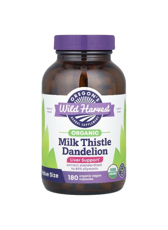 Oregon's Wild Harvest, Organic Milk Thistle Dandelion, 180 Vegan Capsules