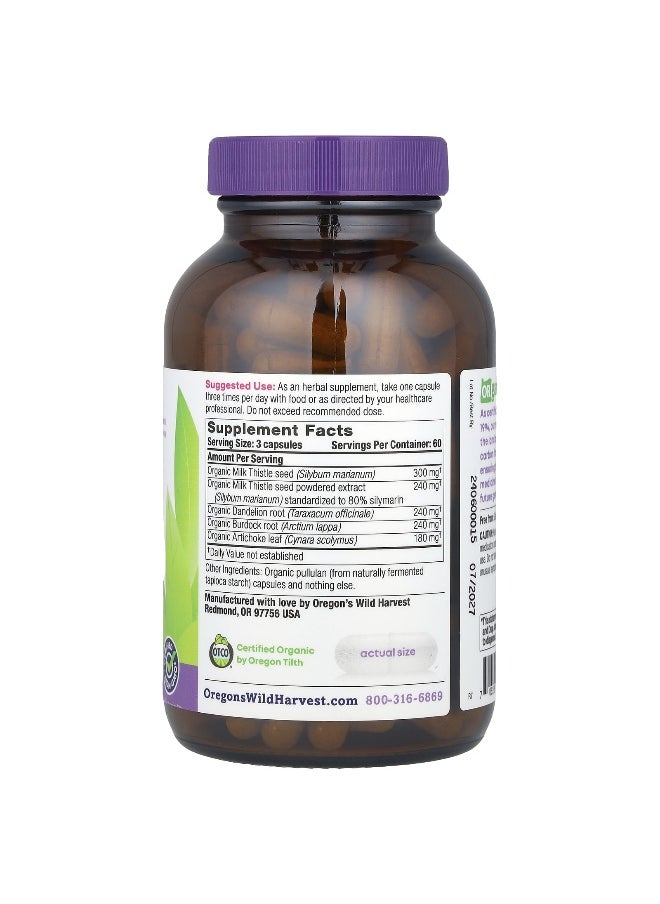 Oregon's Wild Harvest, Organic Milk Thistle Dandelion, 180 Vegan Capsules