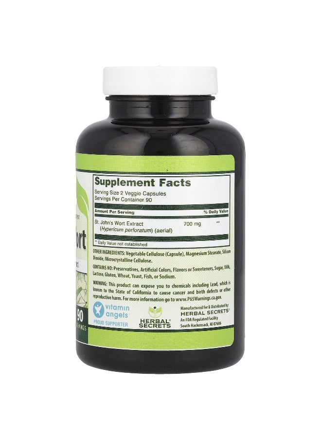Herbal Secrets, St. John's Wort, 700 mg, 180 Veggie Capsules (350 mg per Capsule)