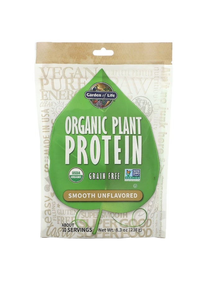 Garden of Life, Organic Plant Protein, Grain Free, Smooth Unflavored, 8.3 oz (236 g)
