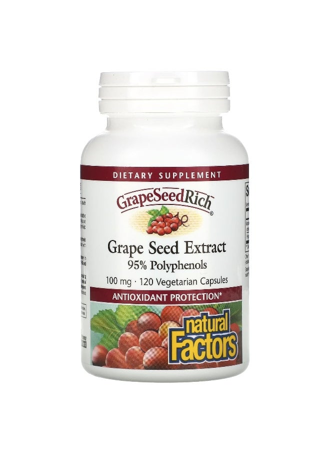 Natural Factors, GrapeSeedRich, Grape Seed Extract, 100 mg, 120 Vegetarian Capsules