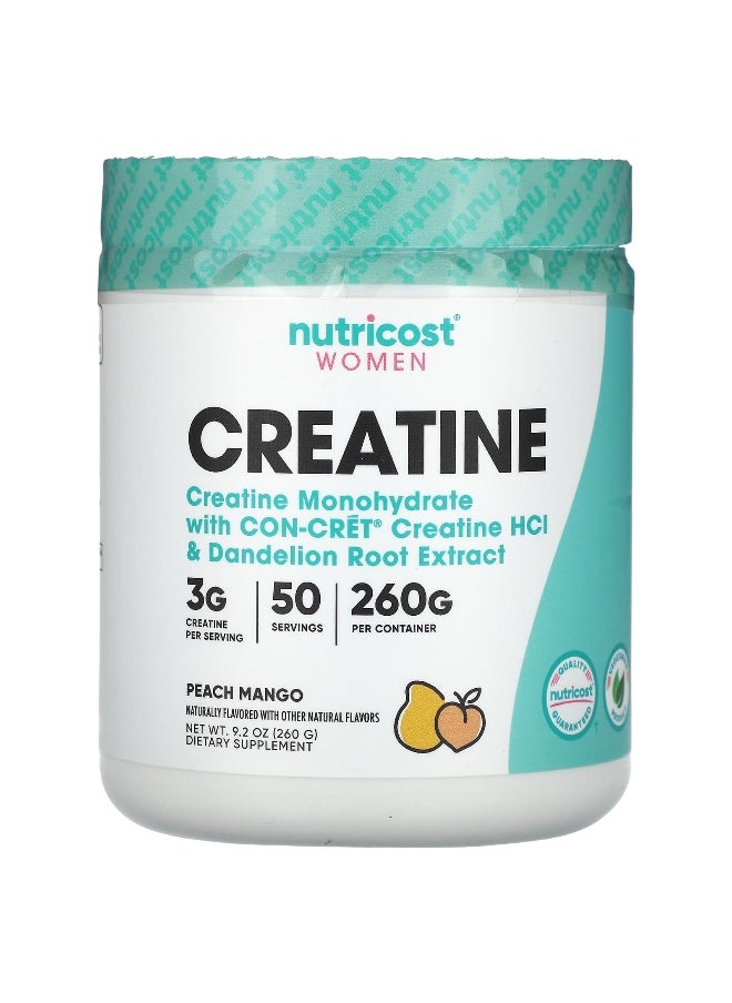 Nutricost, Women, Creatine, Peach Mango, 9.2 oz (260 g)