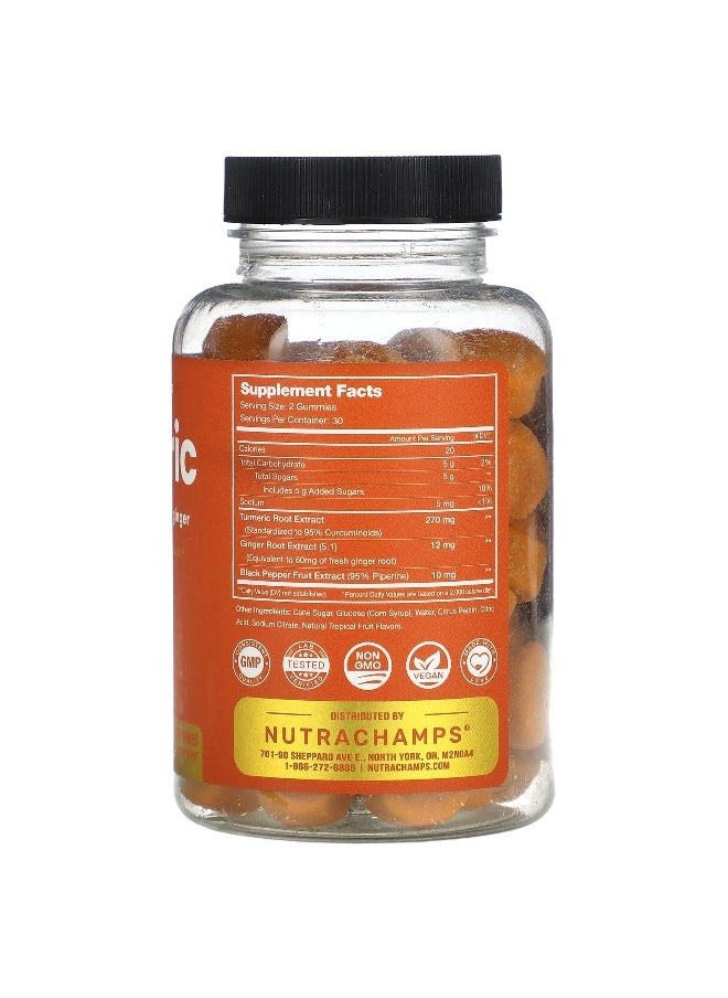 NutraChamps, Turmeric, Natural Tropical Fruit, 60 Vegan Gummies