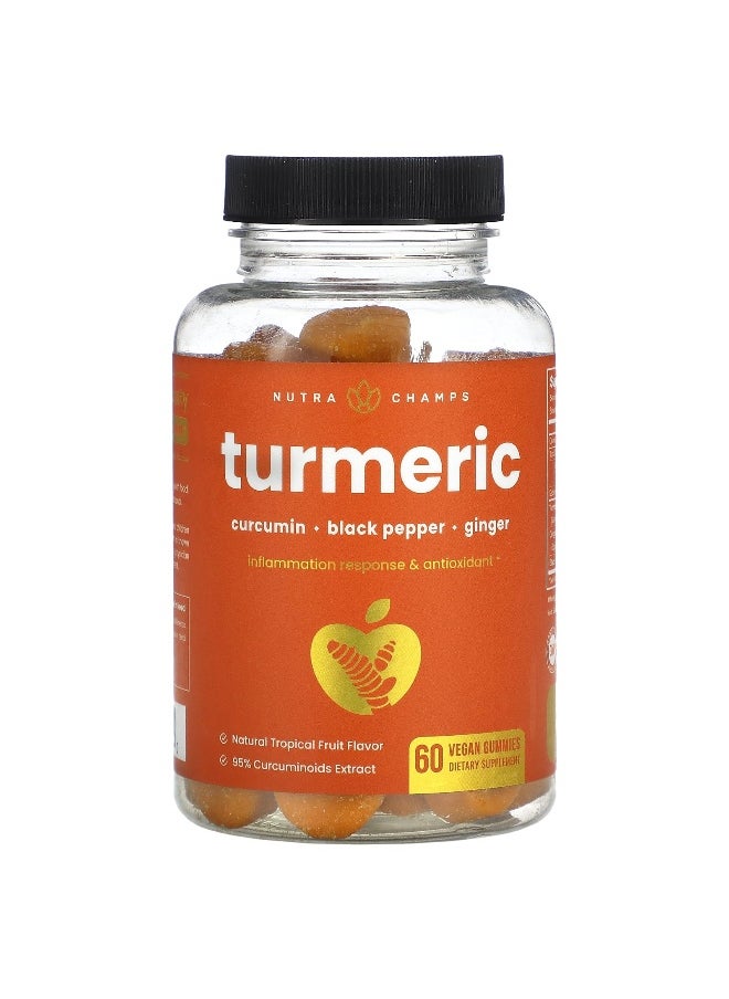 NutraChamps, Turmeric, Natural Tropical Fruit, 60 Vegan Gummies