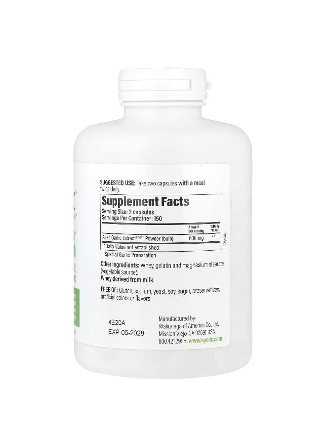 Kyolic, Aged Garlic Extract™, Cardiovascular Health, Original Formula 100, 600 mg, 300 Capsules (300 mg Per Capsule)