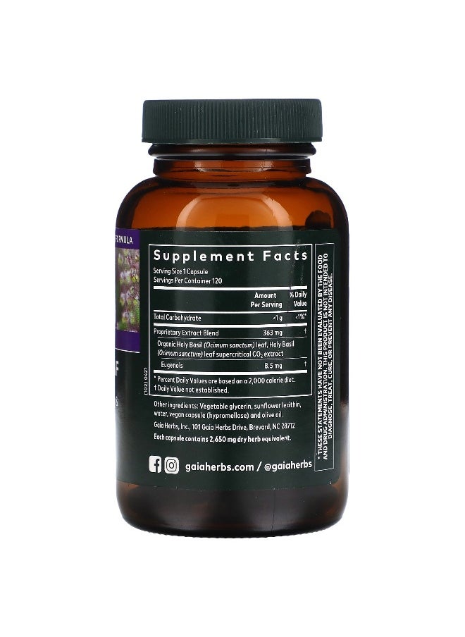 Gaia Herbs, Holy Basil Leaf, 363 mg, 120 Vegan Liquid Phyto-Caps
