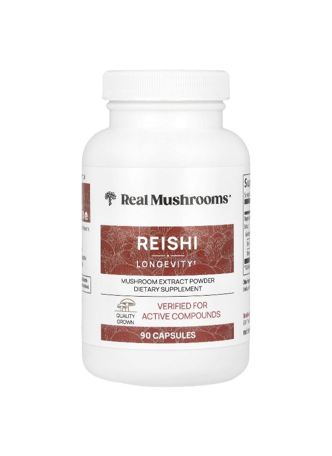 Real Mushrooms, Reishi, Mushroom Extract Powder, 90 Capsules