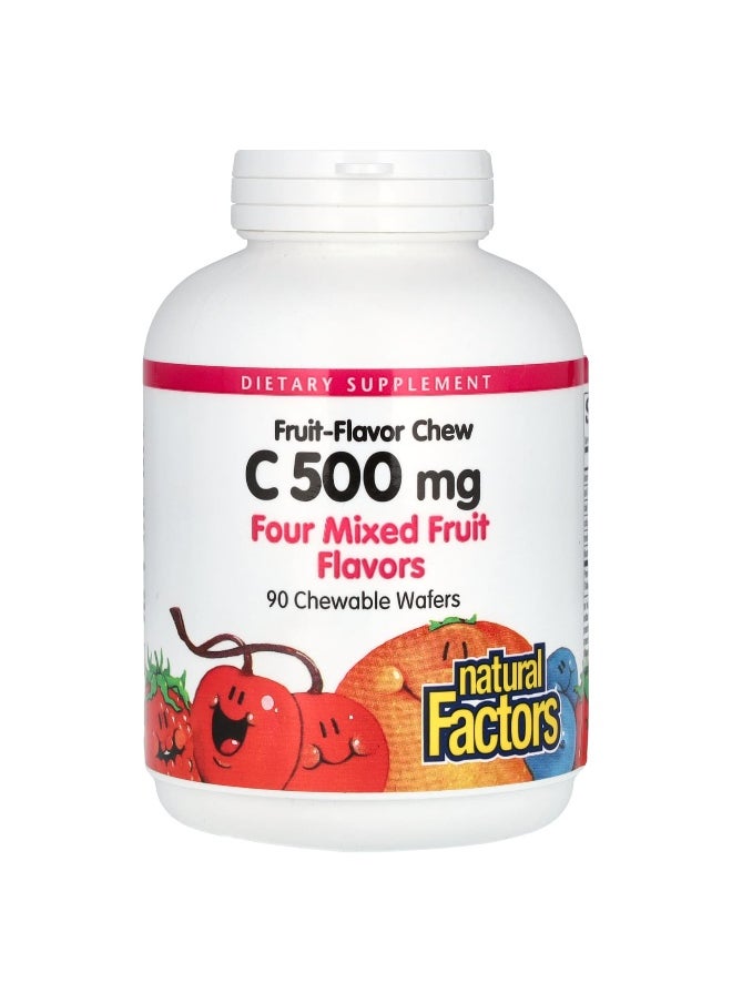 Natural Factors, Vitamin C, Fruit-Flavor Chew, Four Mixed Fruit, 500 mg, 90 Chewable Wafers