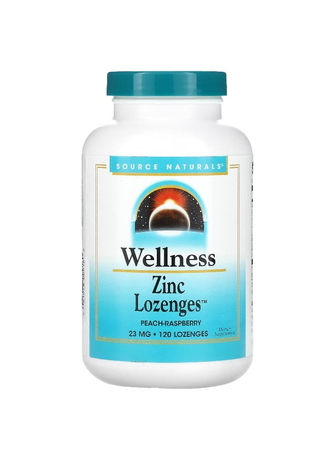 Source Naturals, Wellness Zinc Lozenges™, Peach-Raspberry, 23 mg, 120 Lozenges