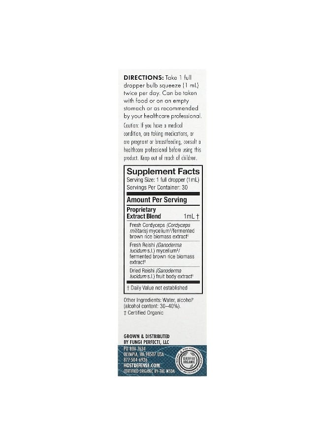 Host Defense, Mushrooms, Organic Cordychi Extract, 1 fl oz (30 ml)