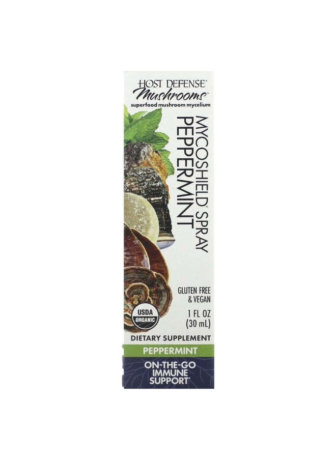 Host Defense, Mushrooms, MycoShield Spray, Peppermint, 1 fl oz (30 ml)
