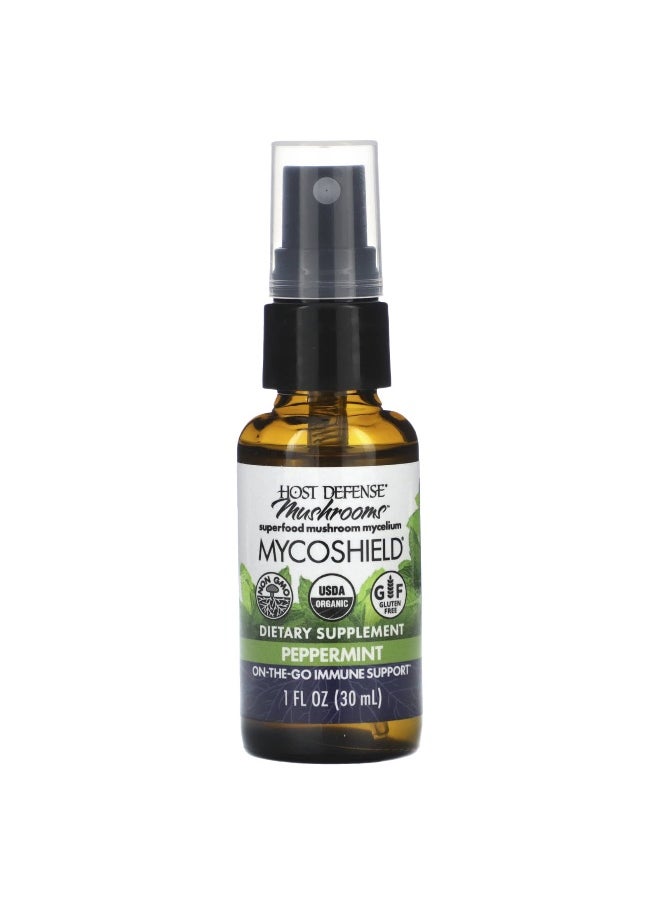 Host Defense, Mushrooms, MycoShield Spray, Peppermint, 1 fl oz (30 ml)