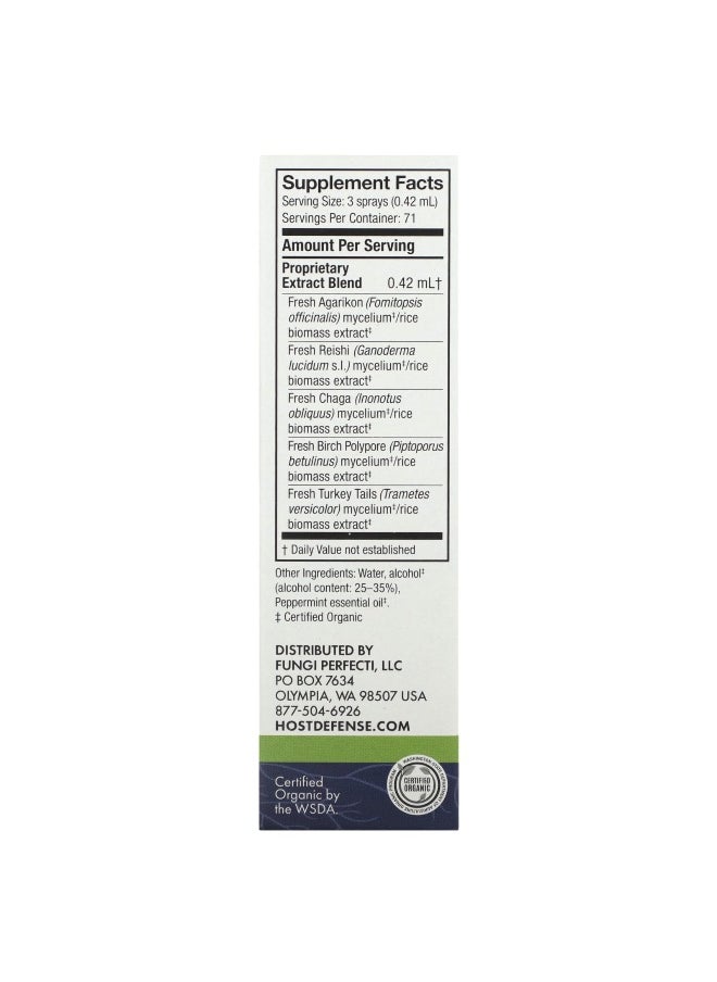 Host Defense, Mushrooms, MycoShield Spray, Peppermint, 1 fl oz (30 ml)